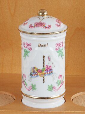 Vintage LENOX Basil Spice Jar & Lid - The Spice Carousel Collection